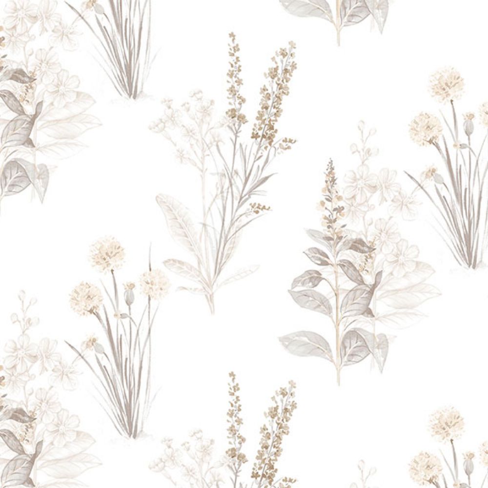 Patton Wallcoverings AB42446 Flourish (Abby Rose 4) Flora Wallpaper in Grey, Sepia & Beige 